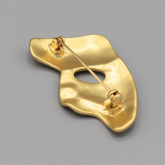 Yellow gold tone half face abstract art pin brooch - Picture 4 of 5